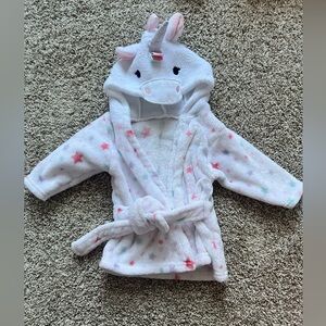 Baby Girl Fleece Unicorn Bathrobe Hudson Baby size 0-9M